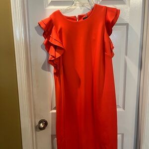 TommyElegant Ruffled Sleeve Orange Dress
